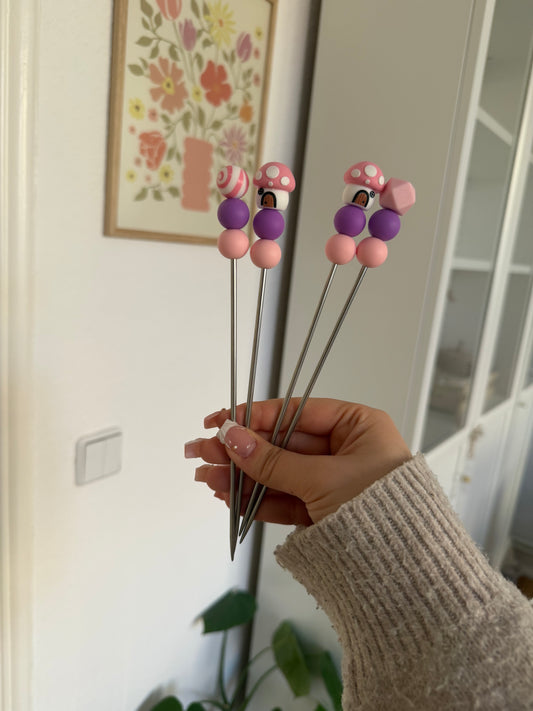 Pilz rosa Amigurumi Sticks